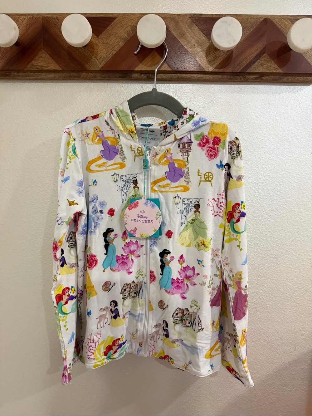 Posh Peanut Disney Princess Ball White reversible Hooded Jacket 5T-6T